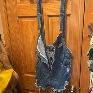 Blue B Blue Denim Women's Shorts with Suspenders and bling